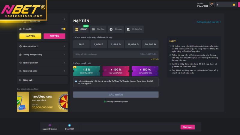 Hướng dẫn cách tăng số dư cược vào ví hội viên của bet thủ
